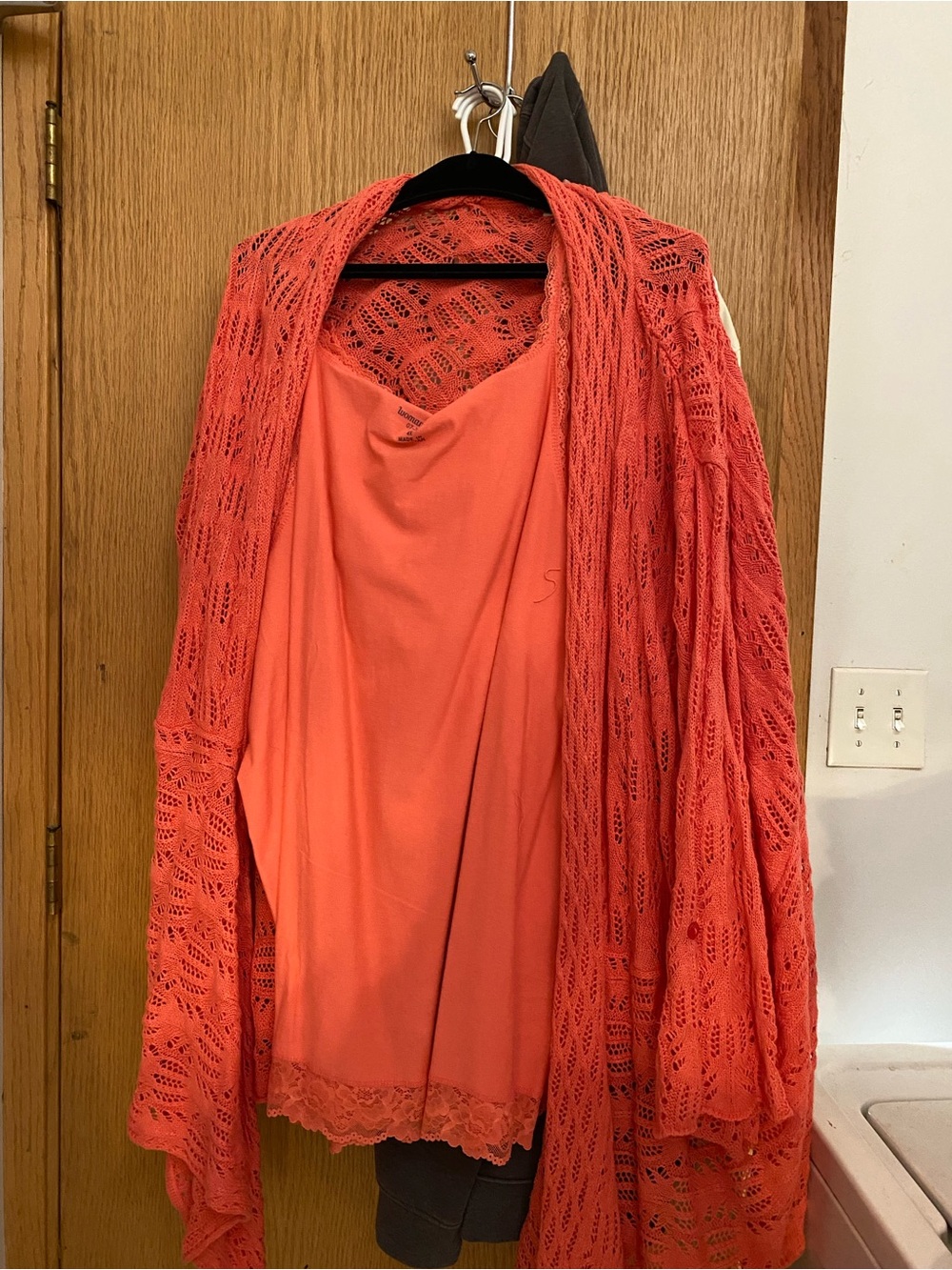 Woman Within Coral Lace Trim Tank Top and sweater